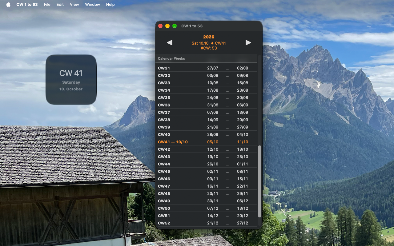 Widget and main application